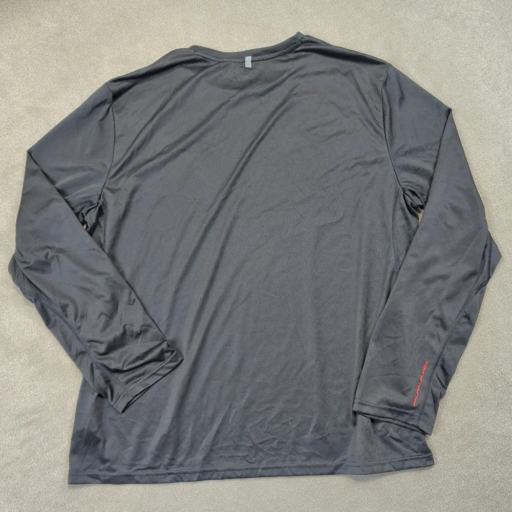 Polo Ralph Lauren XL Mens Black Performance Long Sleeve Shirt Red Pony Logo
